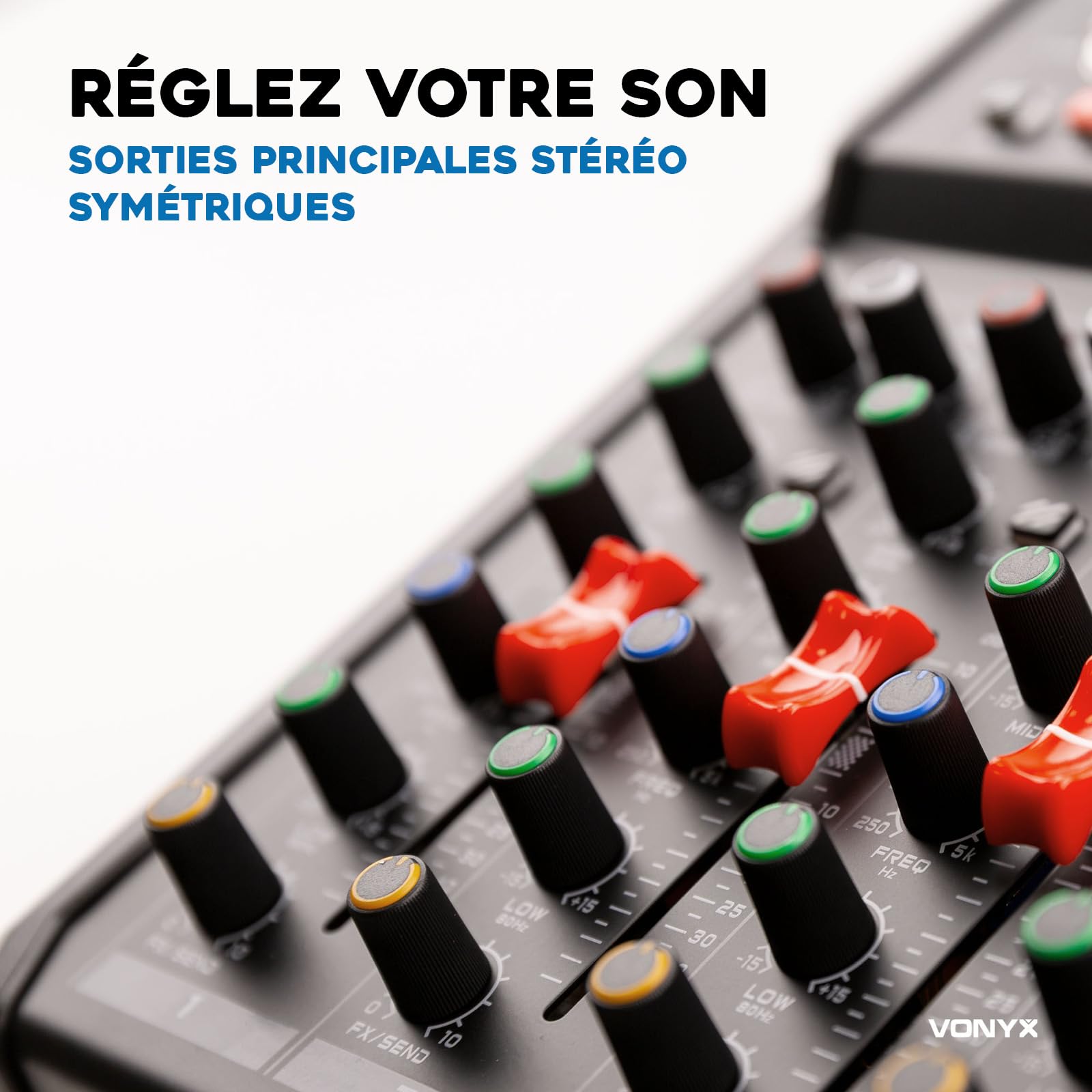 Vonyx VM-KG08 Console de Mixage 8 Canaux - Avec Bluetooth, Lecteur MP3, Interface Audio USB, Processeur de Son, Alimentation Fantôme, Écran LED, Idéal pour les Bars, Petite Salles de Concerts