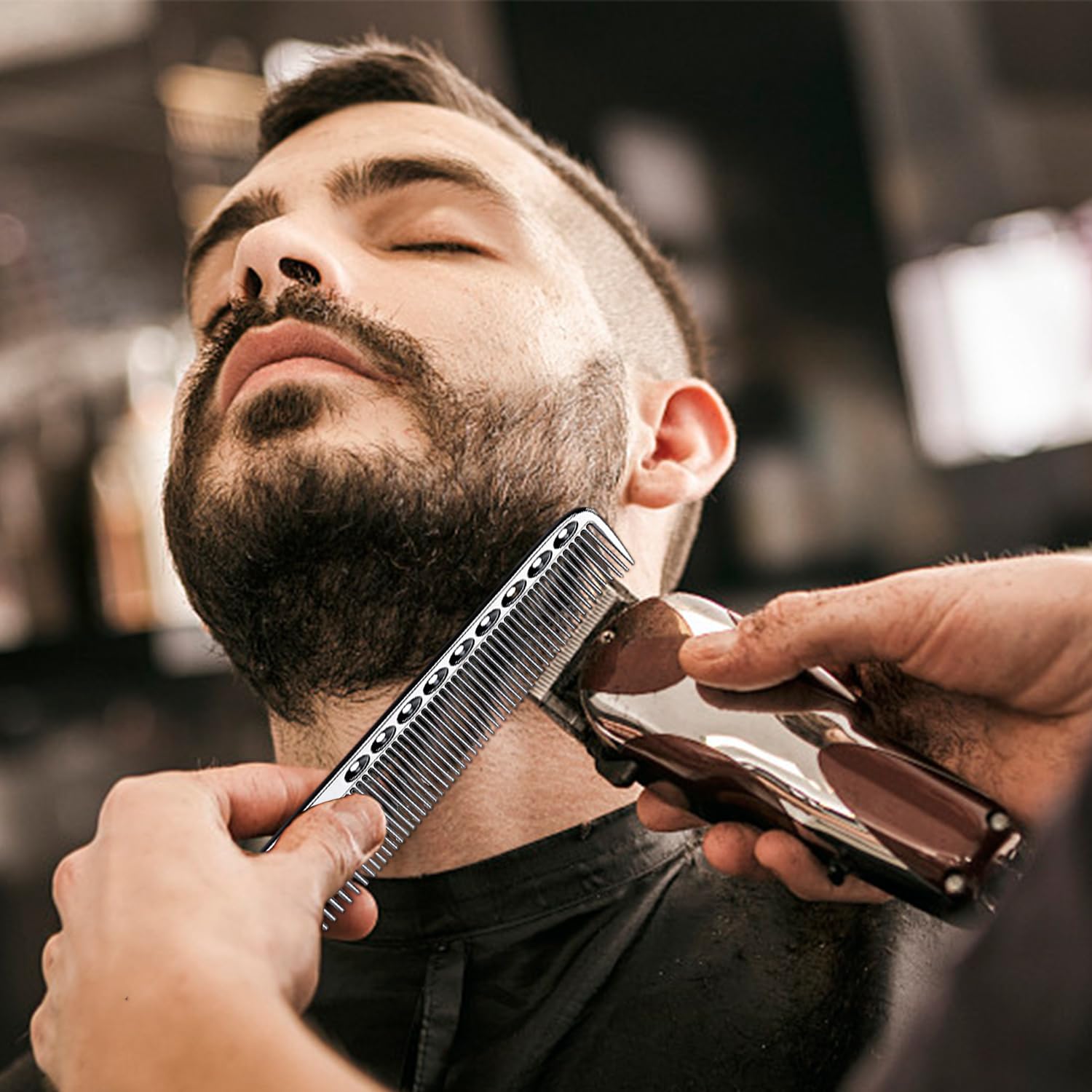 Profesjonalny zestaw 2 wielofunkcyjnych grzebieni fryzjerskich, do grubych i cienkich włosów, narzędzia aluminiowe, do salonów i rodzin (srebrny, złoty)
