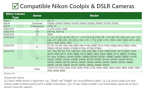 Miniatura 5 de Cable USB de transferencia de fotos Cable cargador UC-E6 para Nikon D3300 D750 D5300 D7200 D3200, Coolpix B500, Select Coolpix y DSLR (consulta las