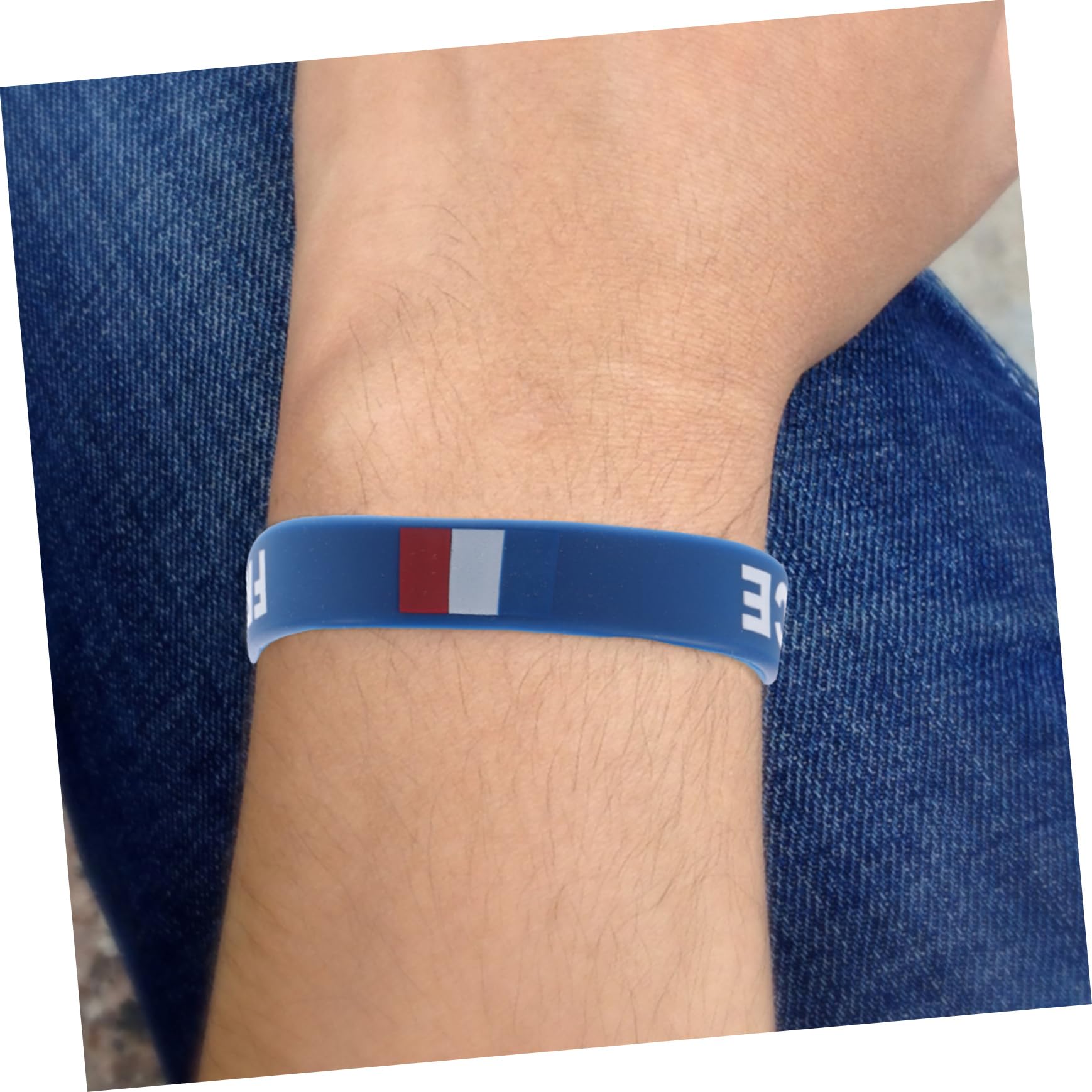 Lot de 5 bracelets en silicone avec drapeau national imprimé pour homme et femme - Drapeau de la France - Ajustement confortable