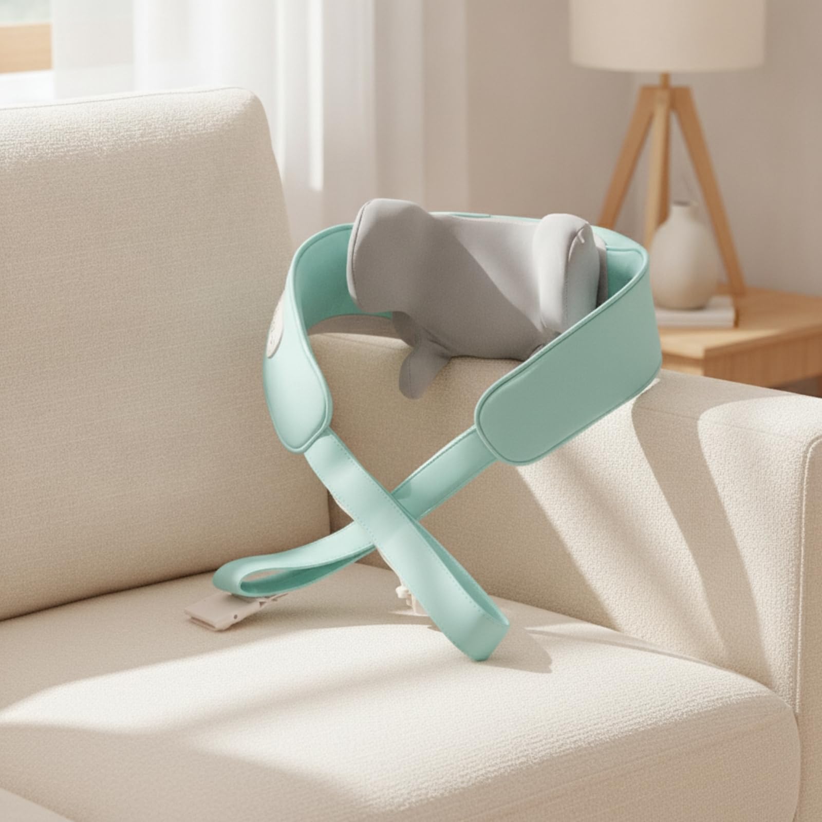 Massaggiat per Schiena Collo | Ergonomico, Massaggiat con Funzione Riscaldante e Terapia a Infrarossi, Portatile, Beige, Motore Brushless