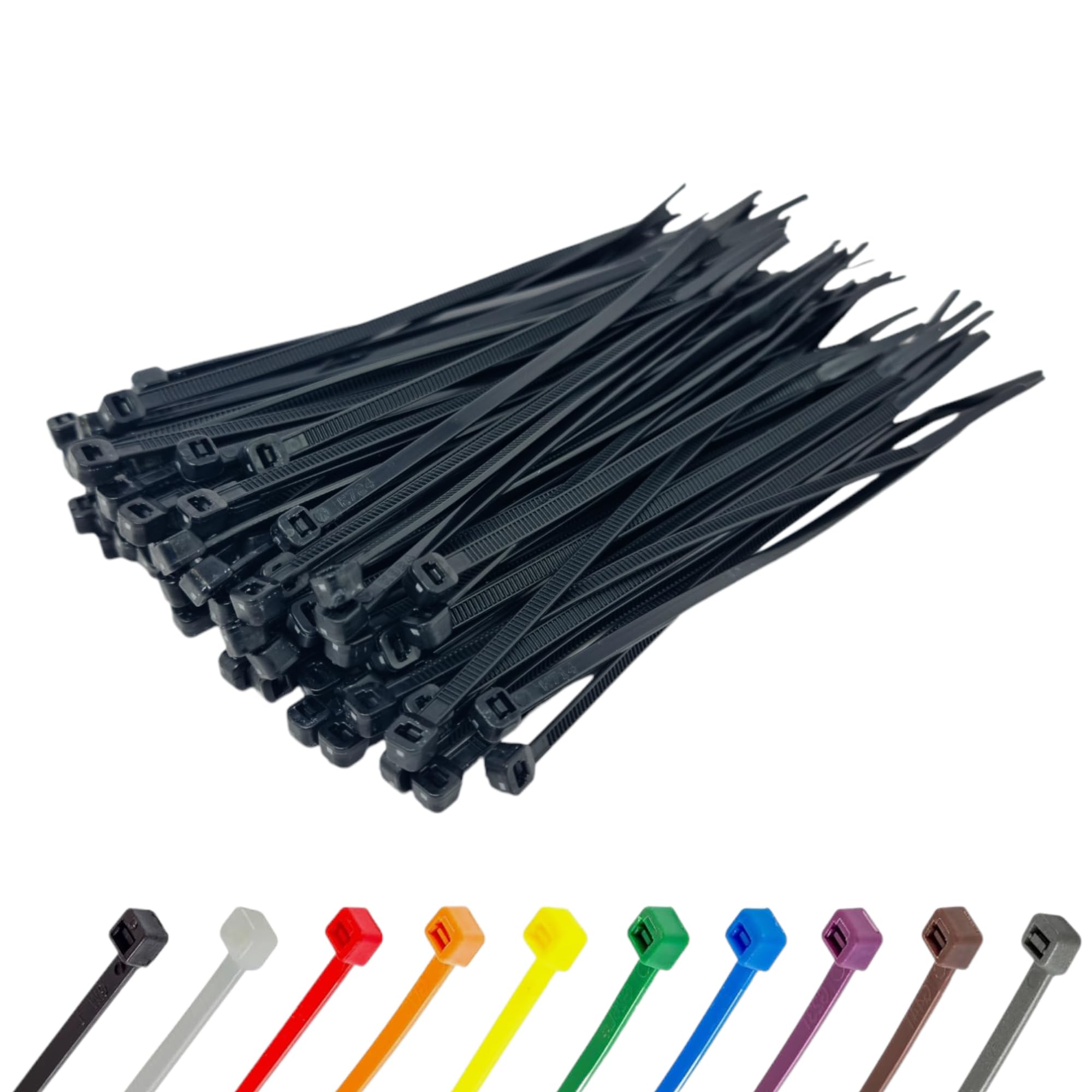 Black Cable Ties (1000 Pack - 370mm x 4.8mm) Nylon Zip Ties Plastic Tie Wraps for Office Cable Tidy Garden DIY