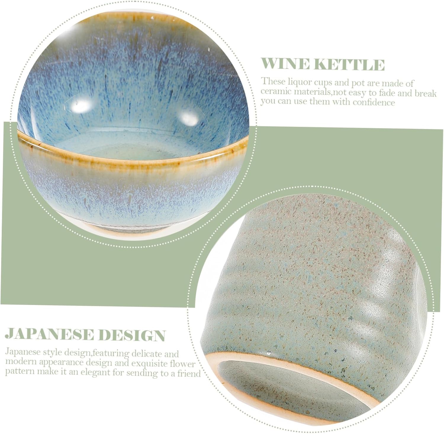 Traditional Japanese Sake Pot and Cup Set Ceramic Elegant Design for Home