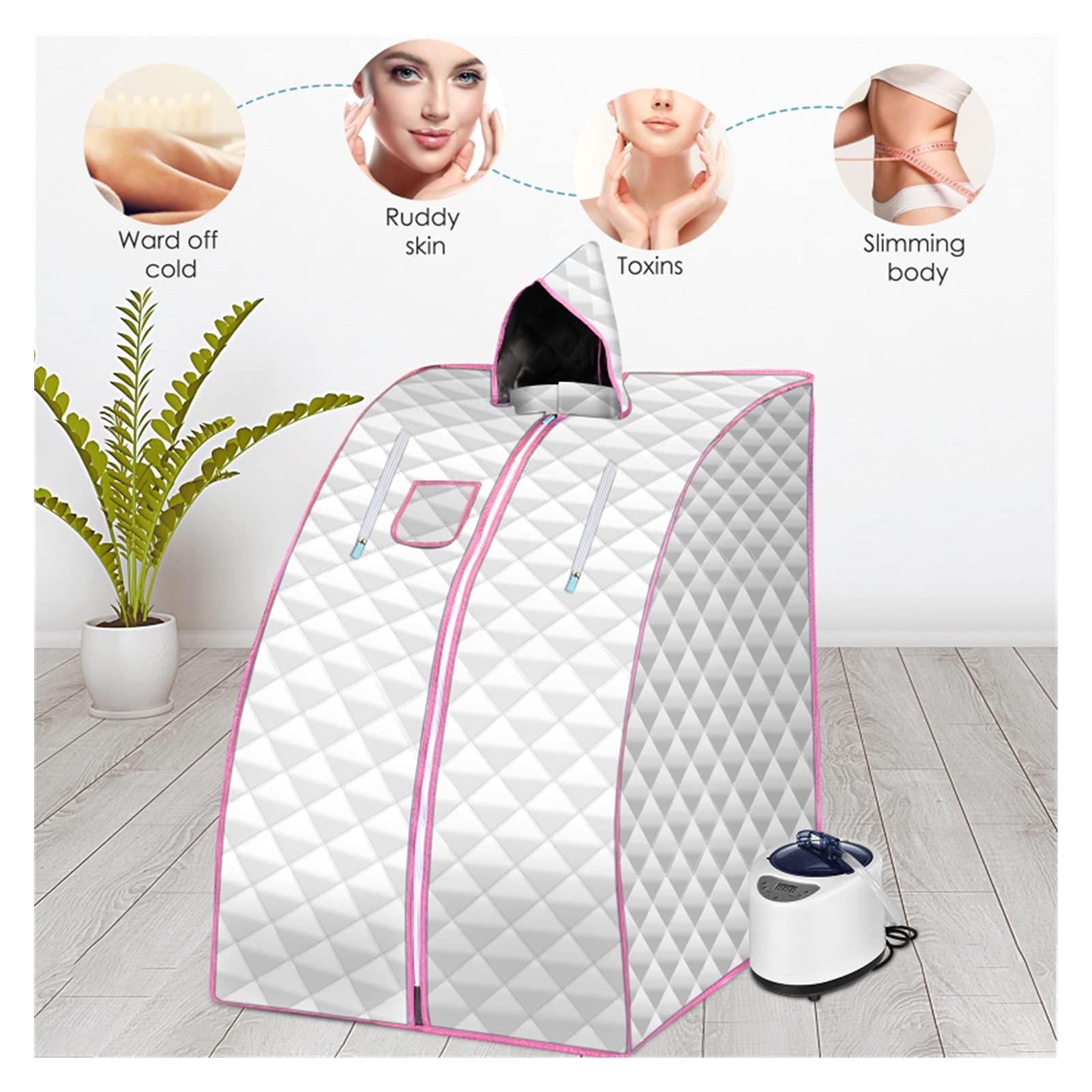 Infrarot-Saunadecke Portable Sauna Generator-Zimmer for Sauna SPA Größeres Zelt tragbares Dampfbad verlieren Gewicht Detox-Therapie-Dampffalten-Sauna-Kabine Fernsteuerbar(Color:Silver)