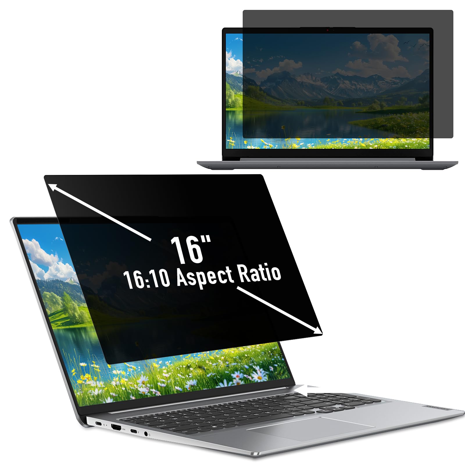 Filtro Schermo Privacy 16 Pollici per 16:10 Laptop, Anti Luce Blu, Anti-Spia, Filtro Privacy Monitor 16 Pollici per HP/dell/Acer/Lenovo/Thinkpad/Samsung/ASUS/Sony