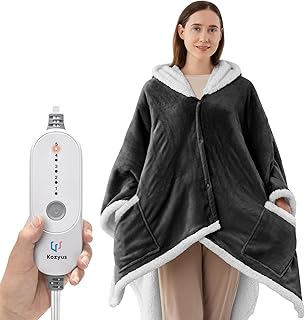 Wearable Heated Poncho with Hood & Pockets — 5 Heat Settings, 3-Hour Auto-Off