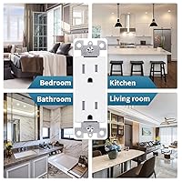 Vista 6 de Micmi Enchufe de salida, receptáculo decorador, 15 amperios, 125 voltios, resistente a manipulaciones, conexión a tierra TR con placas de pared