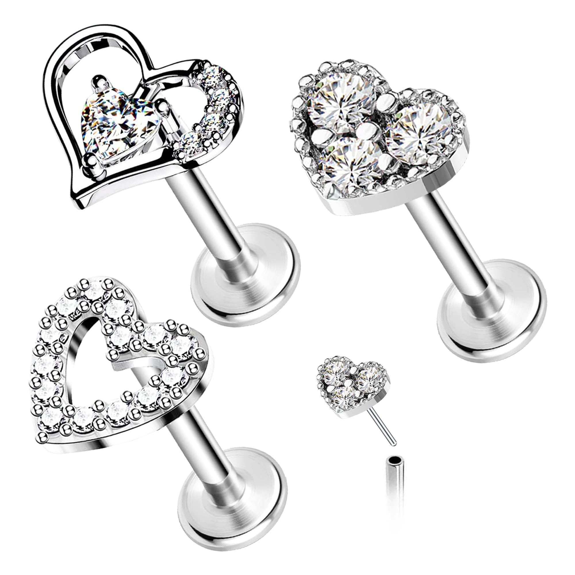 FLOGWE 2~4PCS 16G 316L Pushin Lip Rings Butterfly and Bee Nose Stud Rings Top Push in Threadless Surgical Steel Flat Back Nose Rings Studs for Womens