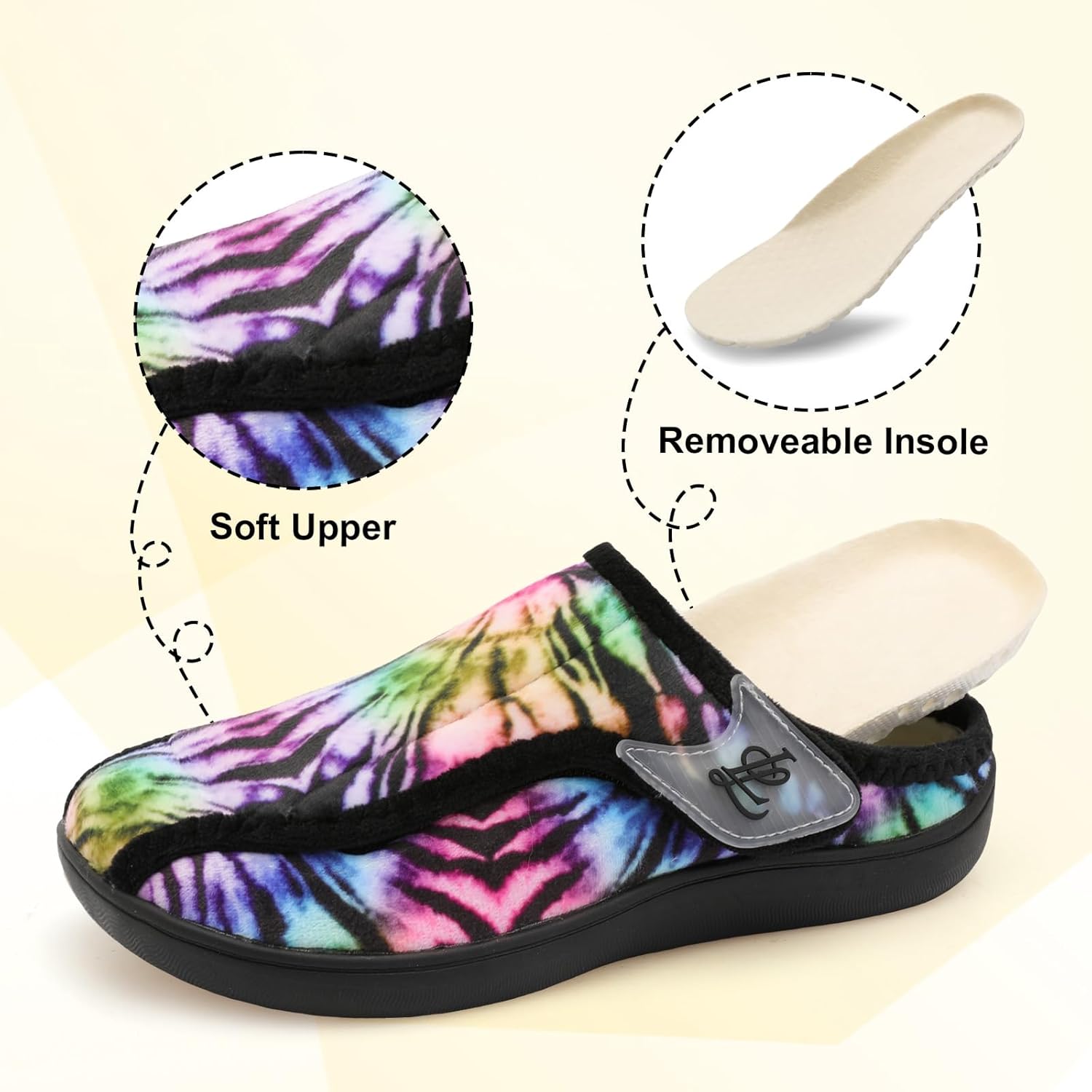 LeIsfIt Slippers for Women Extra Wide House Slippers Elderly Slip on House Shoes Non-Slip Indoor Outdoor Slipper Adjustable for Diabetic Swollen Feet - Image 6