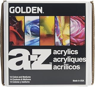 Golden Heavy Body Acrylics Explorer Set: 14 Professional Colors & Mediums, Self-Guided Artist Workshop