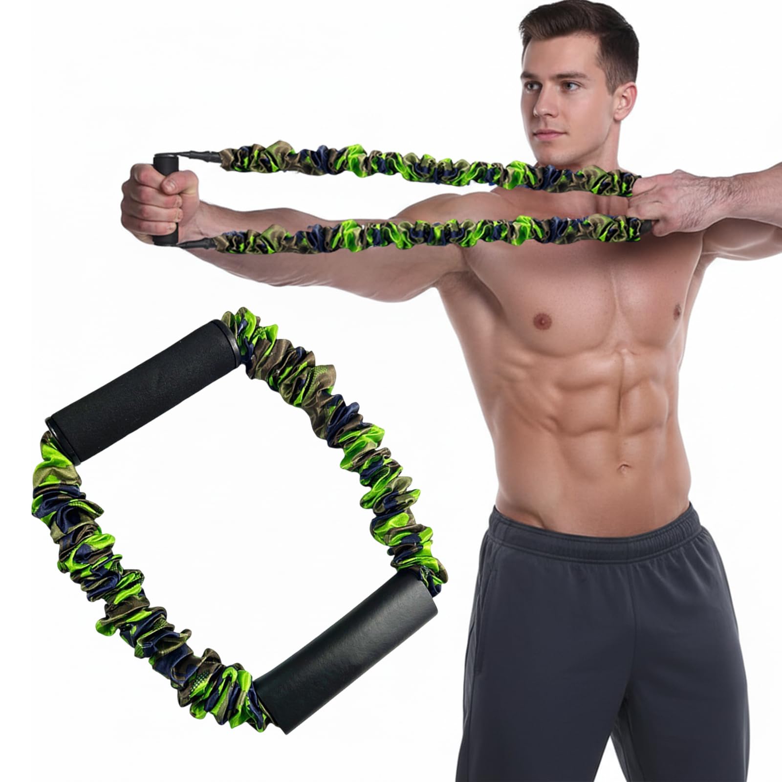 Archery Band Open Bow Resistance Trainer for Compound & Recurve Bows, Arm Strength Training & Latissimus Dorsi Exerciser with Comfort Grip