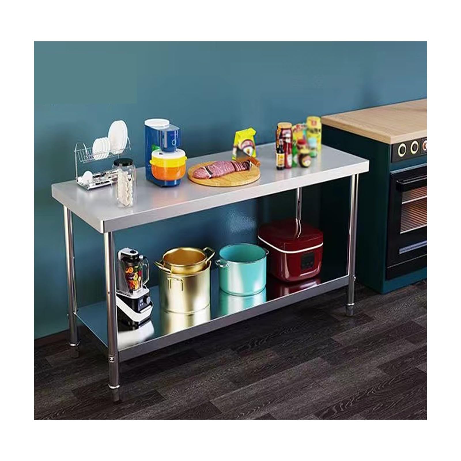 kitchen prep table, Polished And Brushed Process, Easy To Clean, Screw Fixed(120 * 60 * 80cm/47.2 * 23.6 * 31.5in)