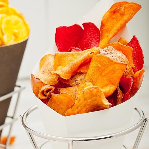 Miniatura 3 de Restaurantware Conetek - Conos de comida blancos ecológicos de 10 pulgadas perfectos para aperitivos, cono de papel seguro para alimentos,