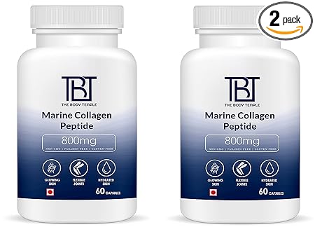 The Body Temple Collagen Peptide - 800 mg Capsules for Healthy & Shiny Hair, Strong Nails, Optimal Skin, Joint Care (120 Count (Pack of 2))