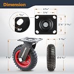 POWERTEC 6 Inch Caster Wheels Set of 4 (2 Swivel & 2 Fixed), Heavy Duty Casters w/Rubber Knobby Tread for Workbench, Dolly, Cart, Trolley, Wagon and Chicken Coop, Large Rubber Castor Wheels (17054V)