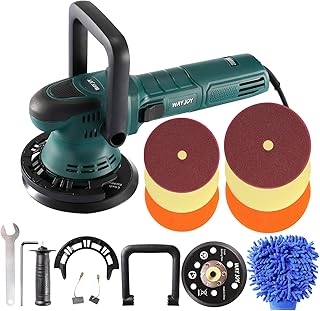 Dual Action Polisher, Wayjoy 6 Inch/5 Inch Random Orbital Car Buffer Polisher with D-Handle & Side Handle, 6 Variable Speed DA Polisher with 6 Foam pads for Car Polishing and Waxing