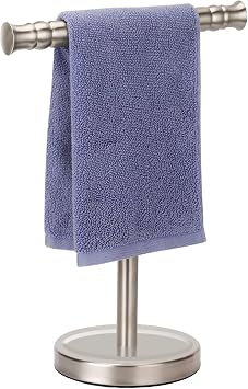Hand Towel Holder Stand for Bathroom Vanity Countertop SUS304 Stainless Steel T-Shape Free Standing Towel Rack Stand Towel Bar for Bathroom Kitchen Brushed Nickel
