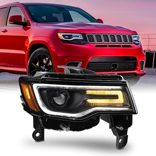 AKKON Compatible con Jeep Grand Cherokee 2017-2021 HIDXenon Faro delantero de bisel negro para pasajeros con señal LED de nivelación automática