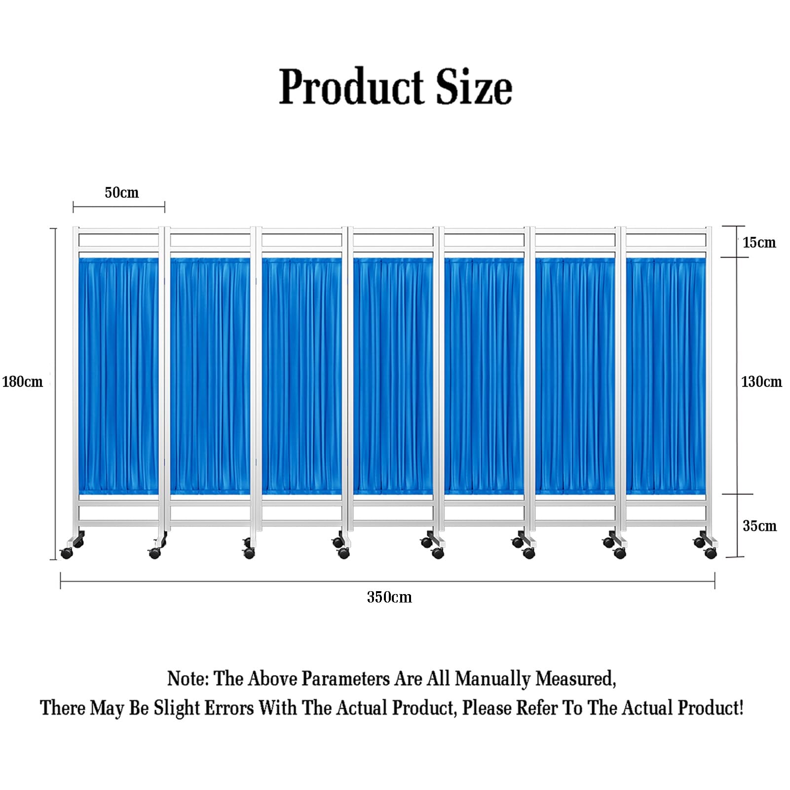 Medical Privacy Screen,3-8 Panels Folding Room Seperating Divider,6Ft High Standing Door Partition with Wheels,Ideal for Ward/Clinic/Patient/Exam(Yellow,7-Panel)