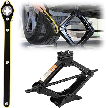 Scissor Jack for Car, Portable Tire Changing Kit with Maximum Load 1T, Ratchet Wrench, Professional Accessories for MPV SUV