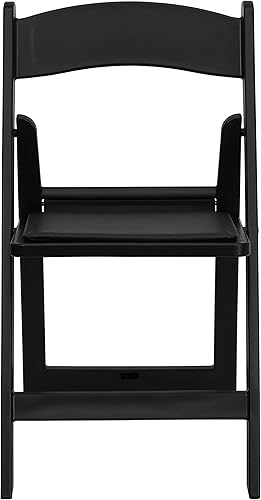 Miniatura 5 de EMMA + OLIVER Silla plegable, resina negra, paquete de 4 unidades, capacidad de peso de 800 libras, cómoda silla para eventos, silla plegable ligera