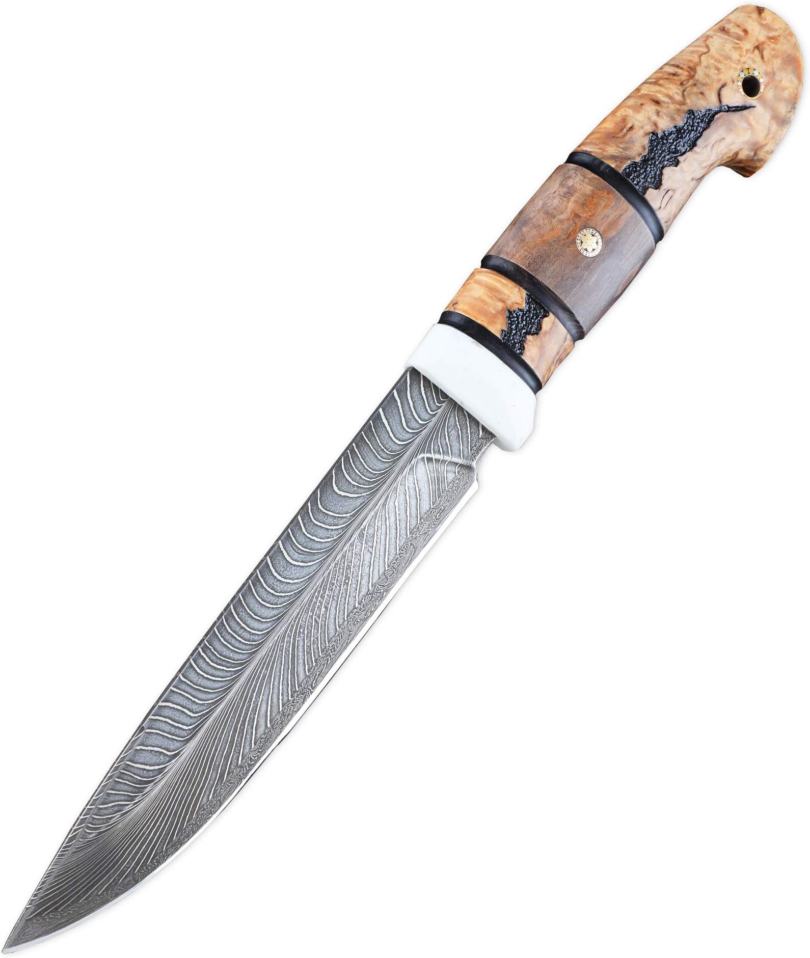 Custom Knife Muraena Real Damascus Steel Karelian Birch