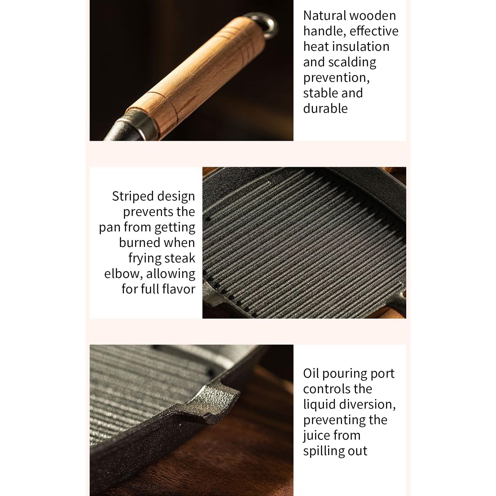 Padella Grill Padella Da Campeggio Con Manico In Legno | Accessorio Cucina Multifunzionale Portatile Resistente Al Calore Per Pancake Bacon Panino