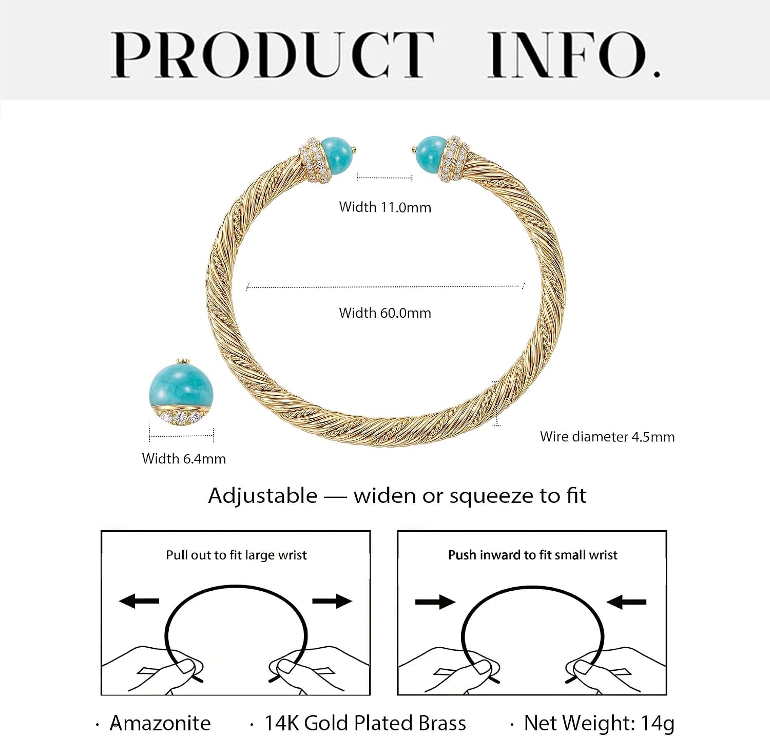 Gold Bangle Bracelet for Women 14K Gold Plated Waterproof Cuff Bracelets, Stackable Twist Bracelets for Women Trendy Jewelry Gifts