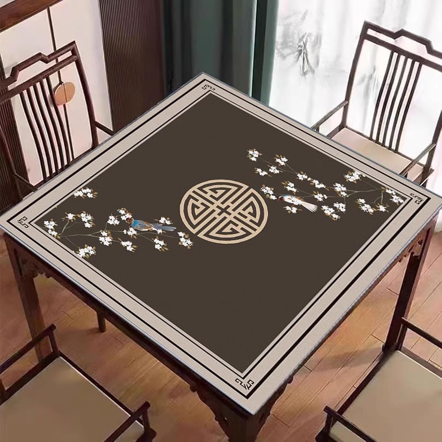 Mahjong Table Mat Home Playing Poker Tablecloth Thickened Soundproof Square Tablecloth Automatic Mahjong Table(Coffee,85cm/33.4in)