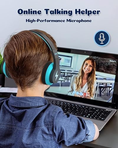 Miniatura 7 de seenda Auriculares Bluetooth para niños, coloridos auriculares inalámbricos sobre la oreja con volumen limitado de 85 dB94 dB, tiempo de