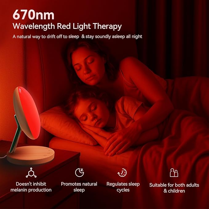COMSYNC Light Therapy Lamp,Red Night Light with 5-Level Brightness & 4 Color Modes, 670nm Adjustable USB Red Light Night Light Lamp for Sleep,Stress Relief Relaxation photo 2