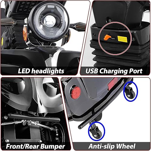 Miniatura 7 de Scooter de movilidad resistente para personas mayores y adultos, capacidad de 600 libras, dispositivo de silla de ruedas eléctrica de 4 ruedas de 3