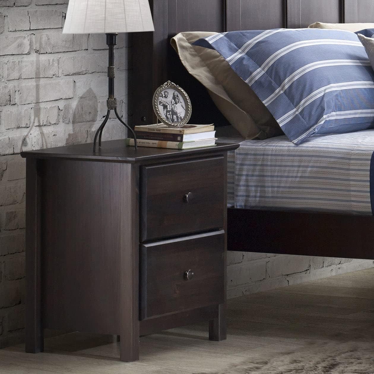 Grain Wood Furniture Shaker 2Drawer Bedside Nightstand