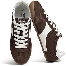 LUCKY STEP Womens Retro Fashion Sneakers - Casual Lightweight Non Slip Walking Shoes - Thin Sole Comfortable Running Footwear