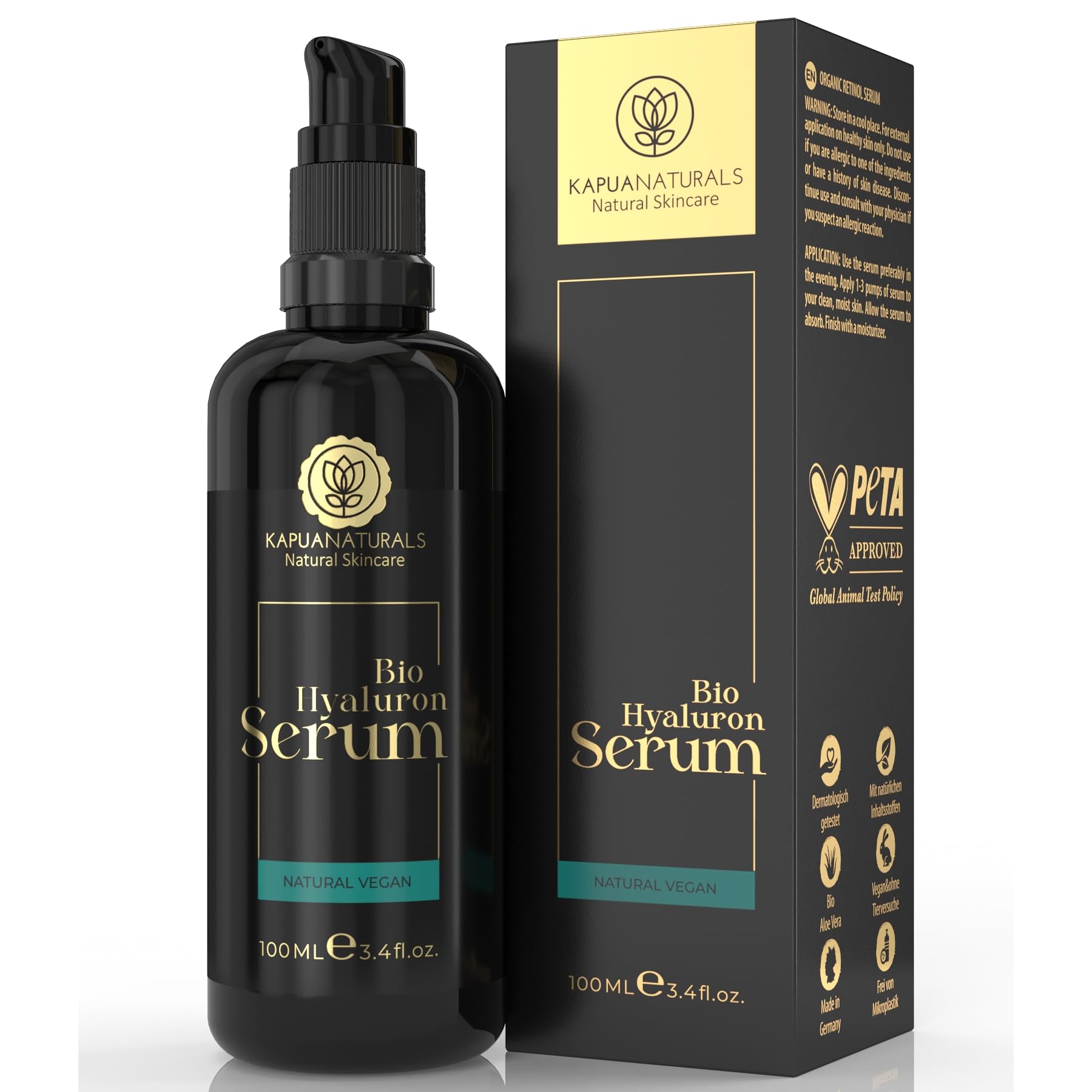 Serum Acido Hialuronico • 100ml • Orgánico • Serum Facial ácido hialurónico • Vegano • Cosmética natural y sostenible • Suero facial antiarrugas con Aloe Vera para hombres y mujeres