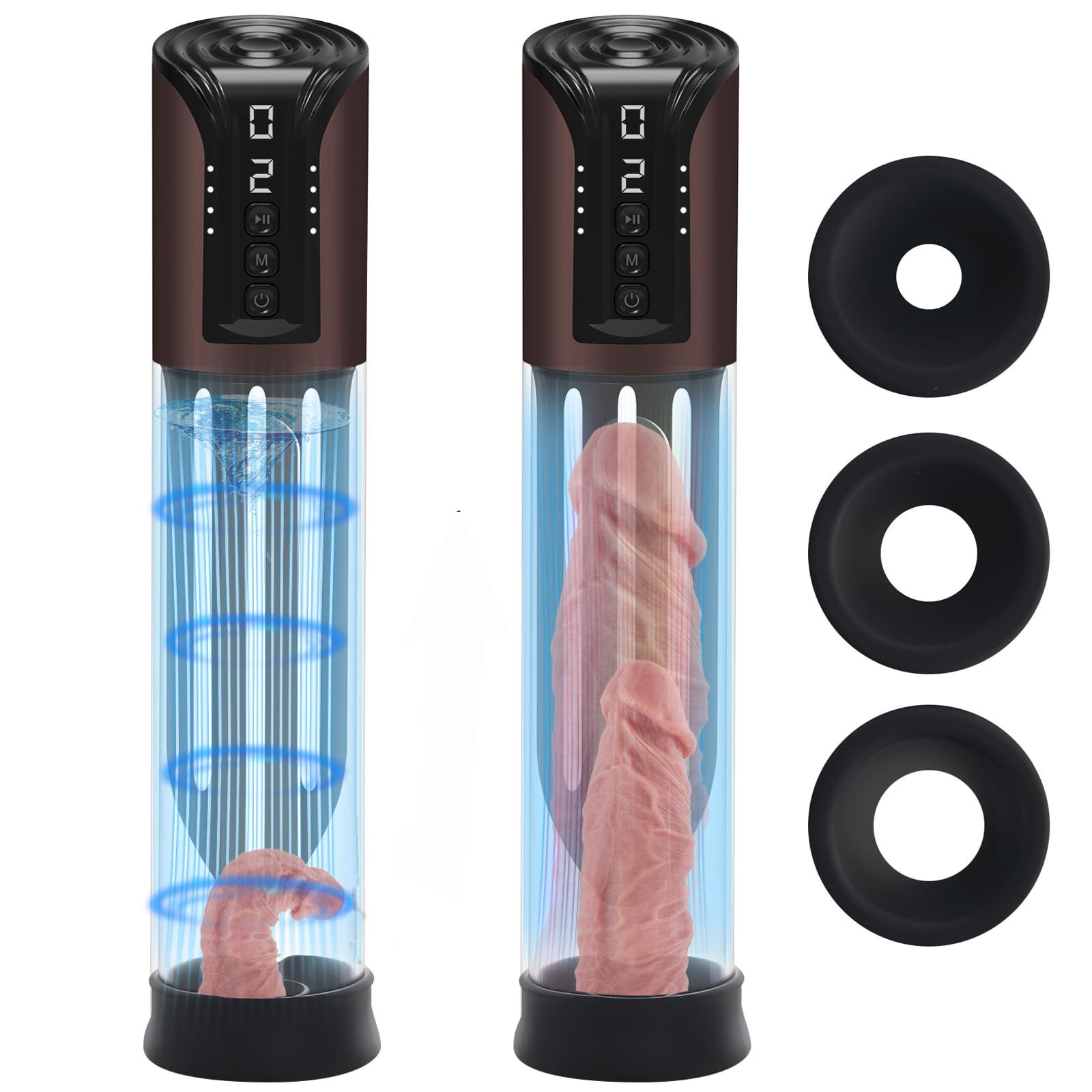 Pompe Per Ingrandimento Pene, Pompa A Vuoto Del Vacuum Device Con 4 Livelli Di Aspirazione, Masturbtore Per Pene Con 3 Maniche In Silicone,Giocattoli Sessuali Maschili