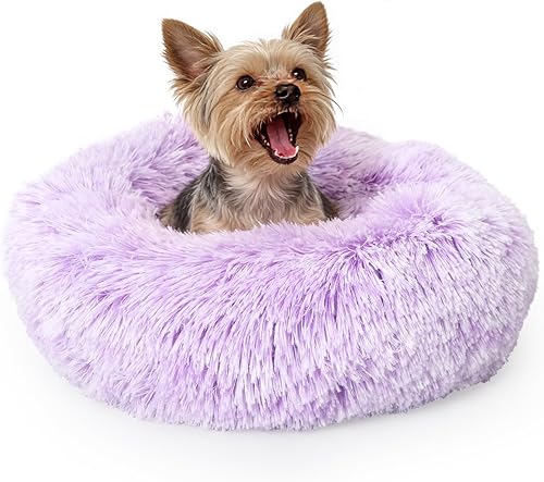 Miniatura 9 de Cama para perros pequeños, extra pequeña, lavable de 15 pulgadas, color beige dona, suave, para perros pequeños, calmante y antiansiedad, redonda,