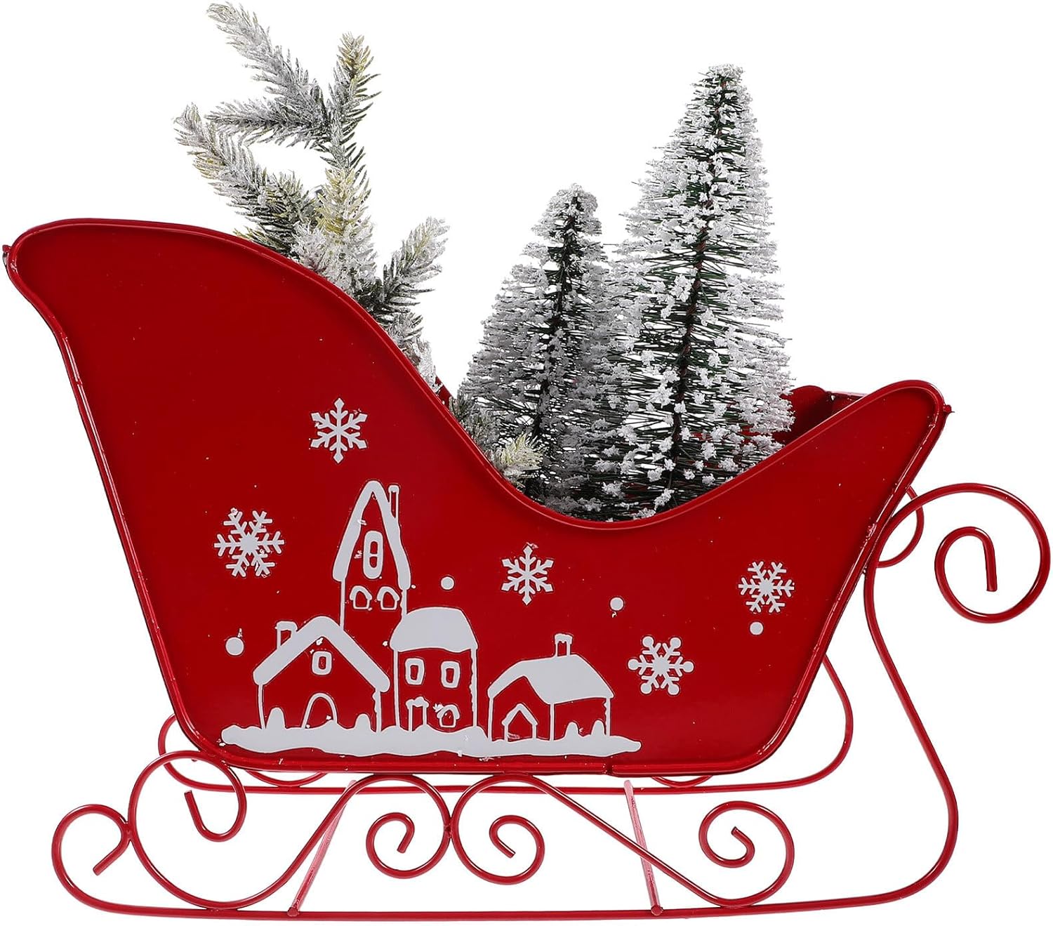 Christmas Sleigh Decoration Medium Size Christmas Tree Sleigh Ornament Desktop Holiday Tabletop Decor for Home Seasonal Festive Display