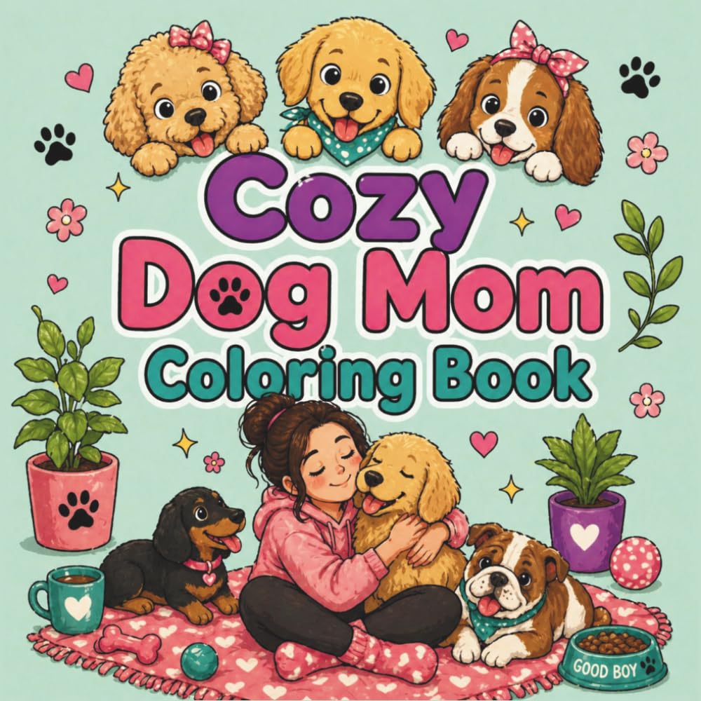 Cozy Dog Mom Coloring Book: Heartwarming Scenes of Women and Their Dogs with Sweet Puppy Moments, Cozy Home Life, and Relaxing Pages for Adults and Teens