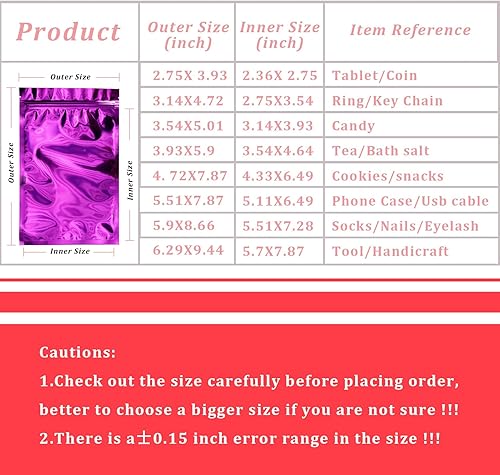 Miniatura 4 de 100 bolsas holográficas de tereftalato de polietileno, bolsas de embalaje, bolsas brillantes resellables a prueba de olores, para almacenamiento de