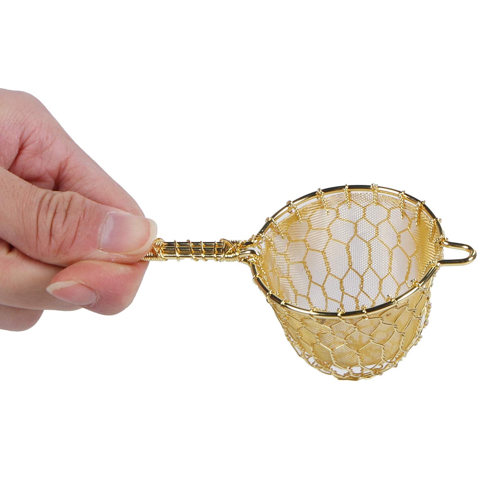 Infuseur à thé en cuivre, filtre réutilisable en vrac avec long manche, maille fine tissée à la main pour théière, idéal pour l'infusion de thé à base de plantes et de feuilles en vrac