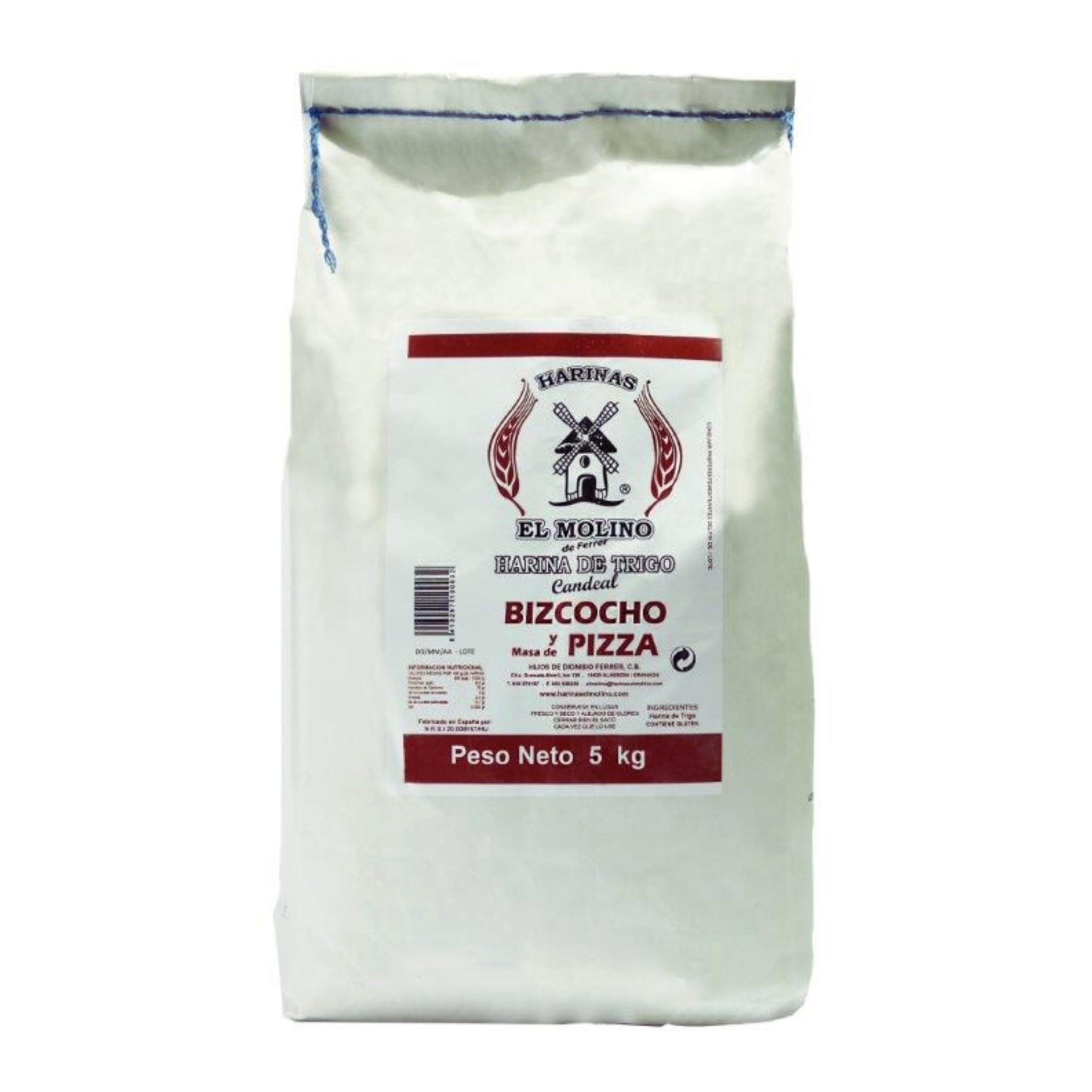 Harina Candeal de Trigo para Pan · El Molino Molida a Piedra · Saco 5 Kg · Obrador y Hogar