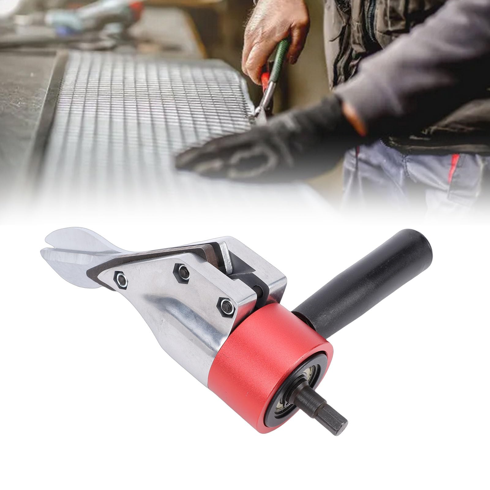 Fafeicy Przystawka do Wiercenia ścinającego do Blachy, Narzędzie Cięcia Stali CrV z Uchwytem Obrotowym 360 Stopni żelaznego Aluminiowego Panelu Dachowego ze Stali Nierdzewnej
