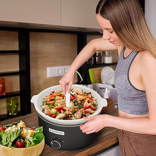 Miniatura 4 de Magnifique - Calentador de alimentos manual redondo de 5 cuartos de galón con 3 ajustes de cocción, perfecto para cocina, pequeño electrodoméstico