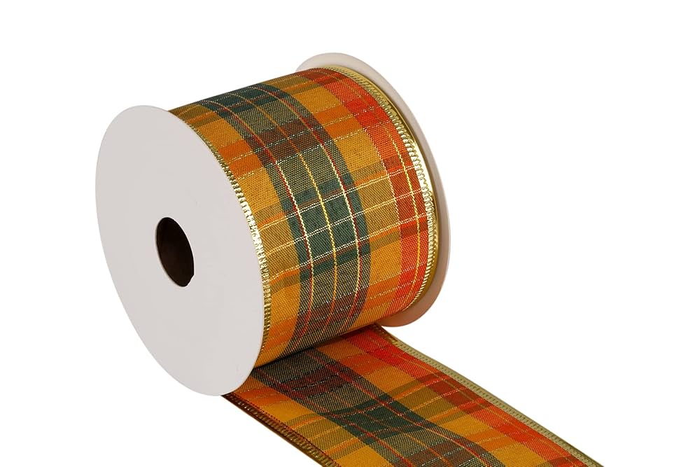 GREEN PLAID WIRED RIBBON - Millstone Market & Nursery
