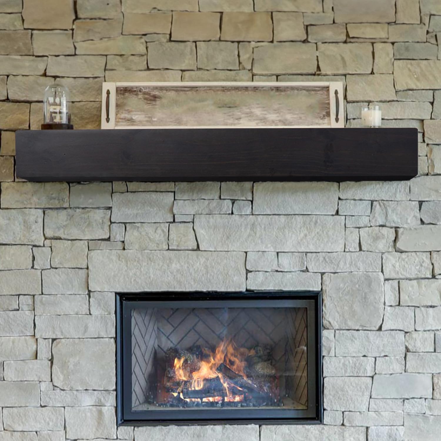 MANTELSDIRECT Dakota 48 Inch Pine Wood Floating Fireplace Mantel Shelf - Coffee Bean Brown | 9" Depth - Beautiful Wooden Rustic Mantel for Fireplaces, Living Rooms, Electric Fireplaces, and Below TVs