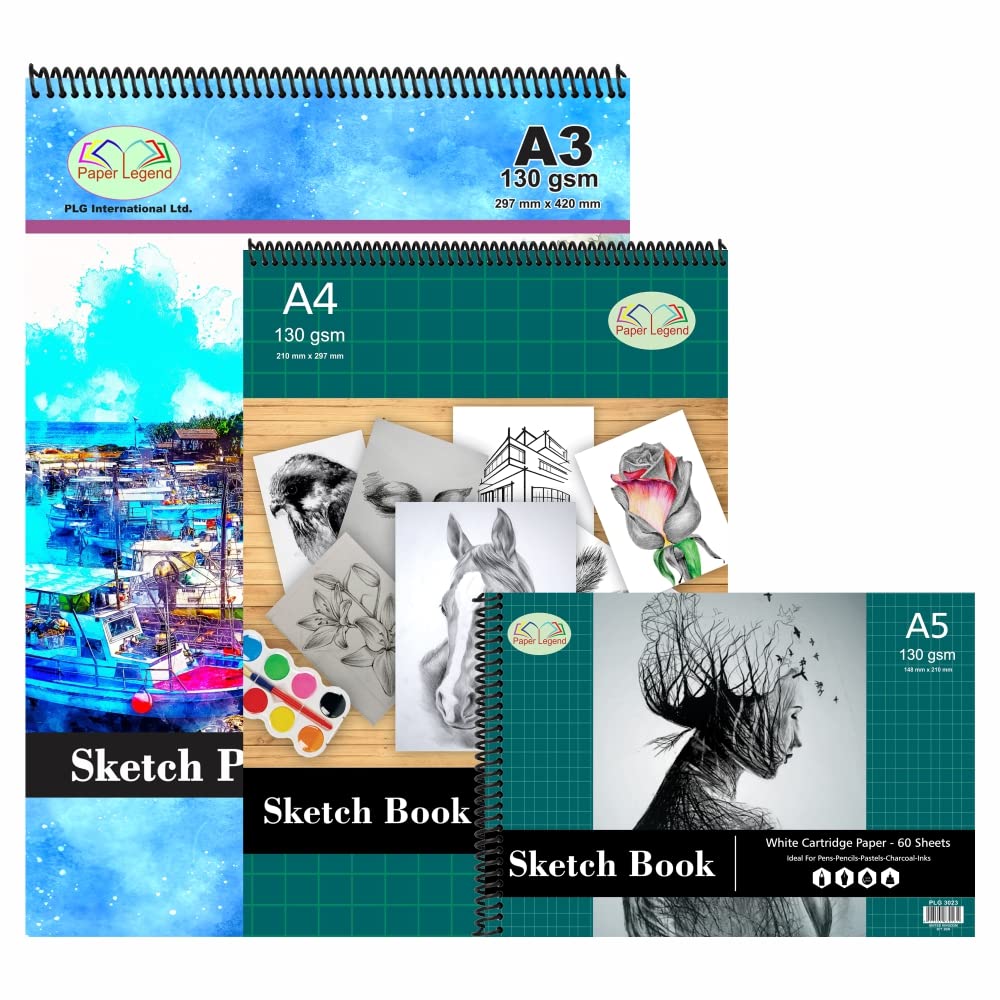 Buy (Set of 3) A3 + A4 + A5 Spiral Bound Artist Sketch Pad 130 GSM
