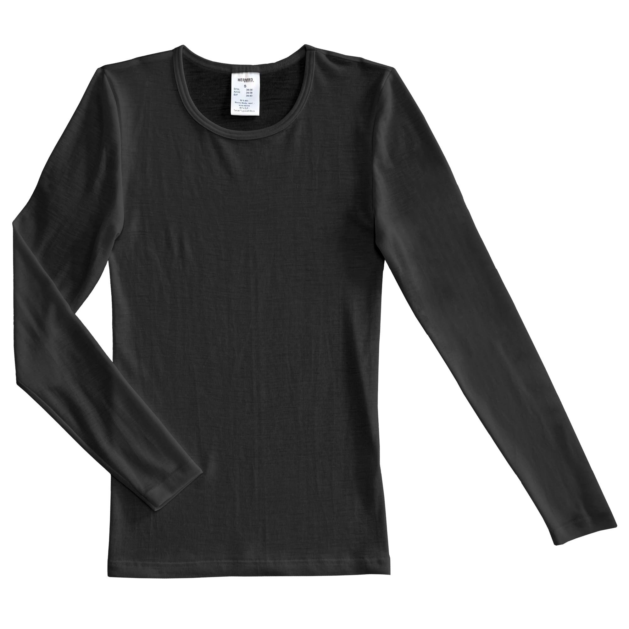 HERMKO 40830 damska koszulka z długim rękawem z wełny/Tencel