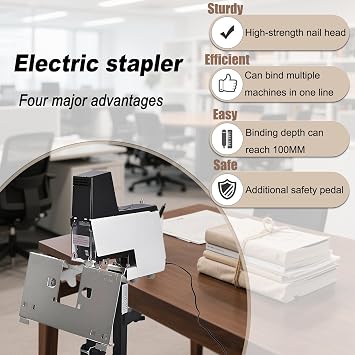 Electric Saddle Stapler, 106 Automati Rapid Stapler Binder Machine 2-30 Sheets with Pedal, 1-9 Levels Of Intensity Adjustable, for 66/6, 66/8 Type Staples 110V