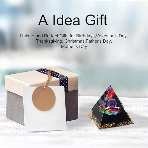 Miniatura 23 de Pirámide de orgón, pirámide de cristal curativo de amatista y piedras curativas de orgonita, cristales de protección, generador de energía